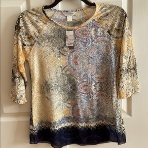 Christopher &Banks 3/4 sleeve multicolor top
